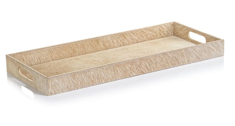 Corviglia Hair on Hide Leather Serving Tray | Tan