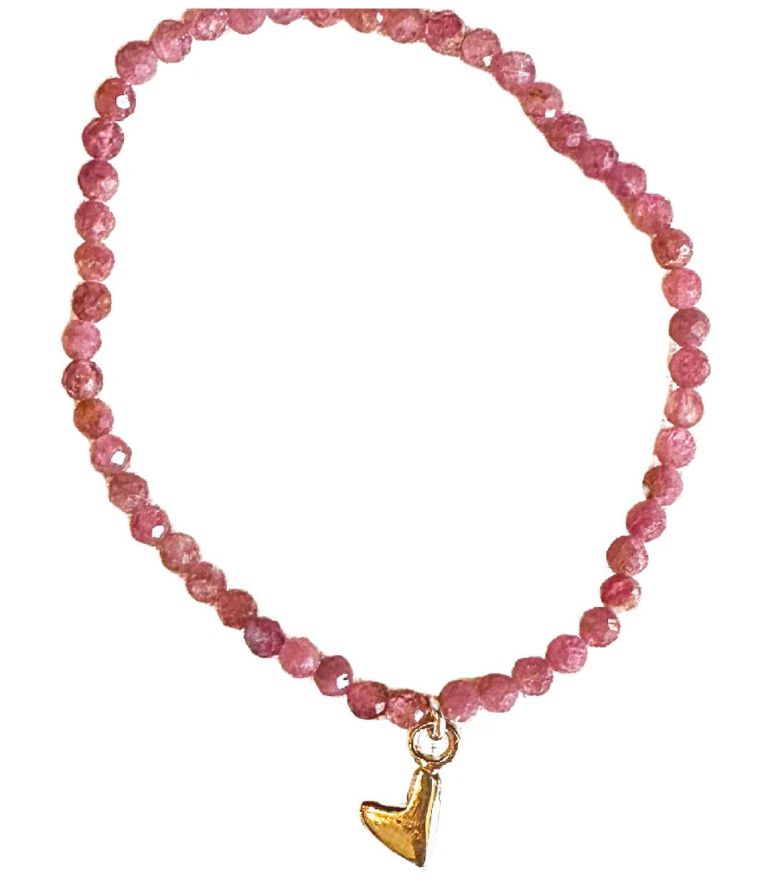 Pink Tourmaline Single Charm Bracelet | Little Heart
