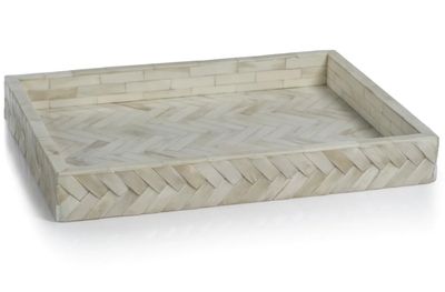 White Bone Braided Tray | Large