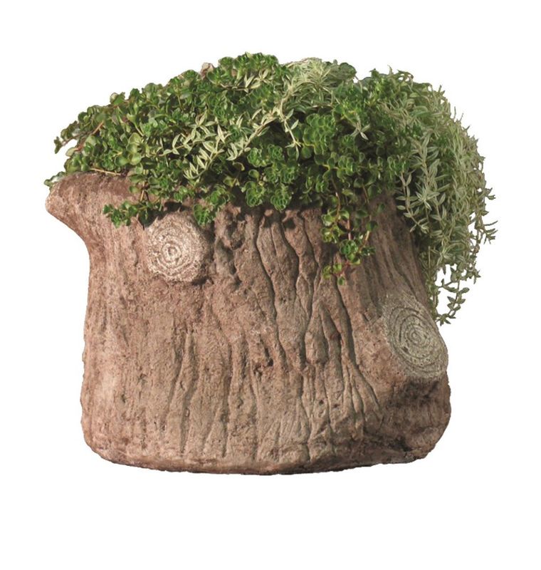 Faux Bois Round Planter - Moss