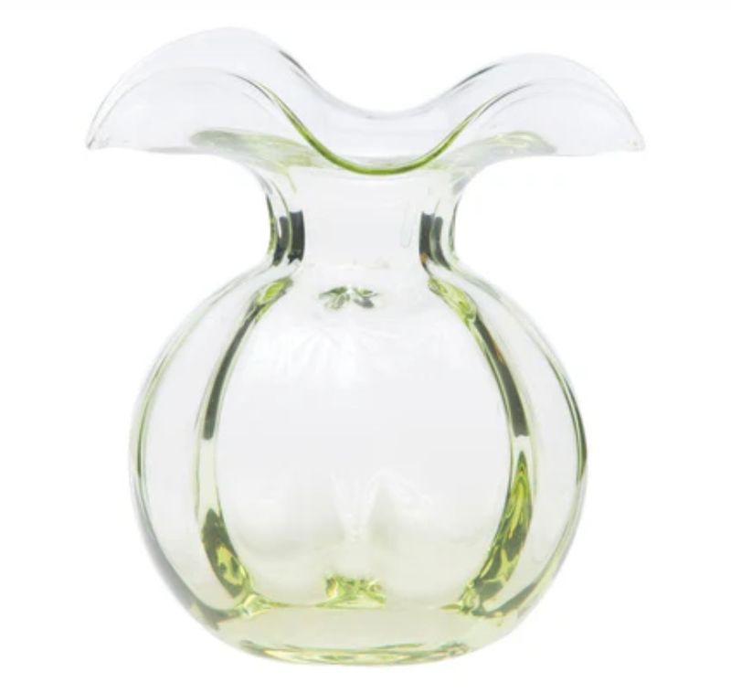 Hibiscus Glass Green Bud Vase