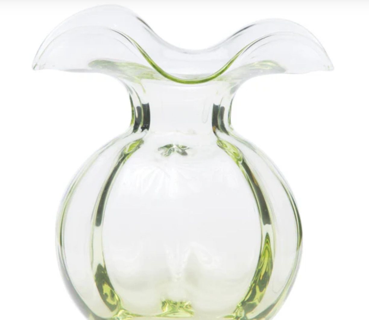 Hibiscus Glass Green Medium Fluted Vase
