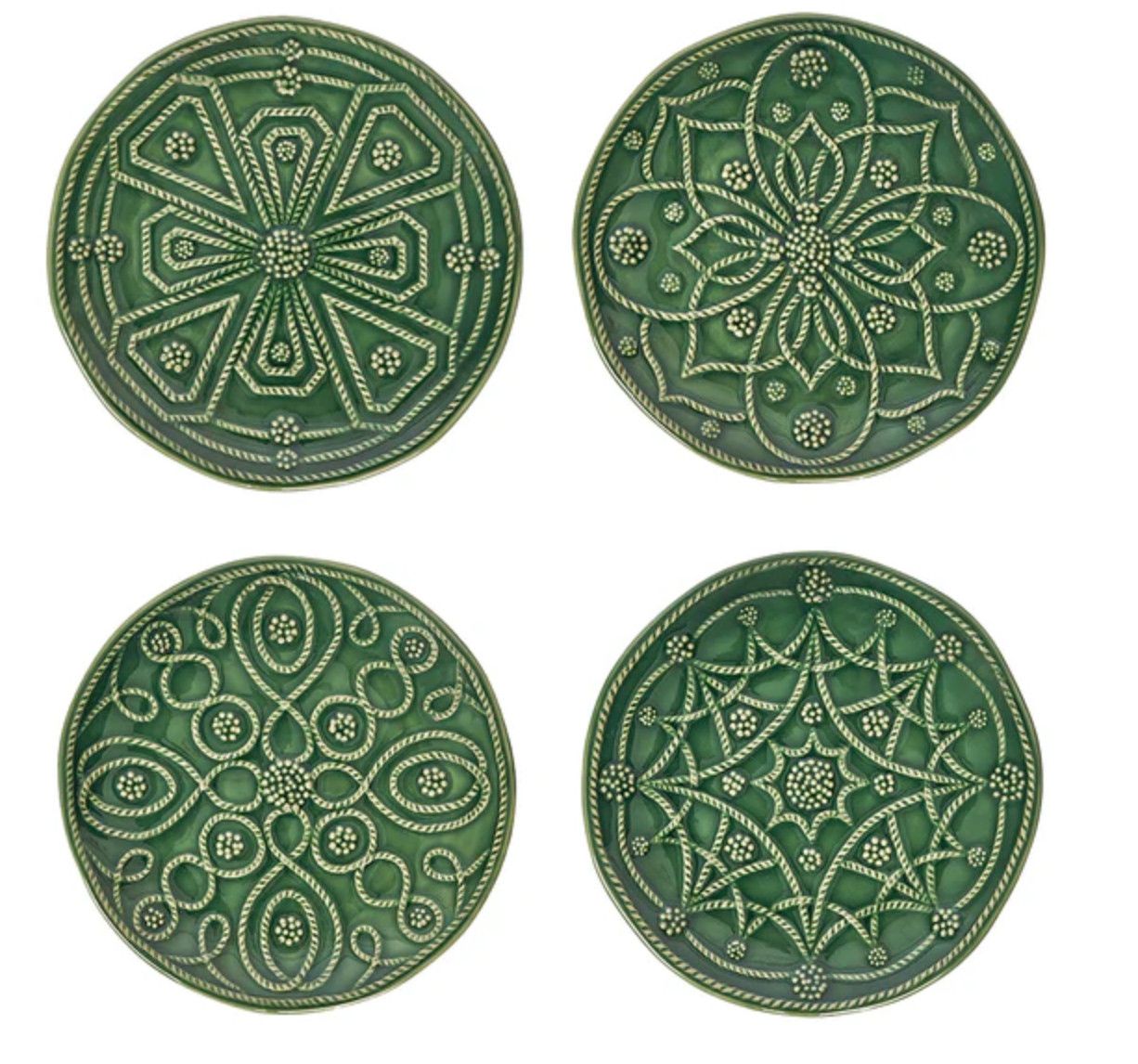 Jardins du Monde Side/Cocktail Plate Assorted Set/4 BASIL