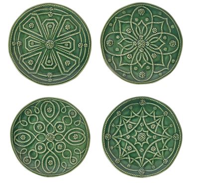 Jardins du Monde Side/Cocktail Plate Assorted Set/4 BASIL