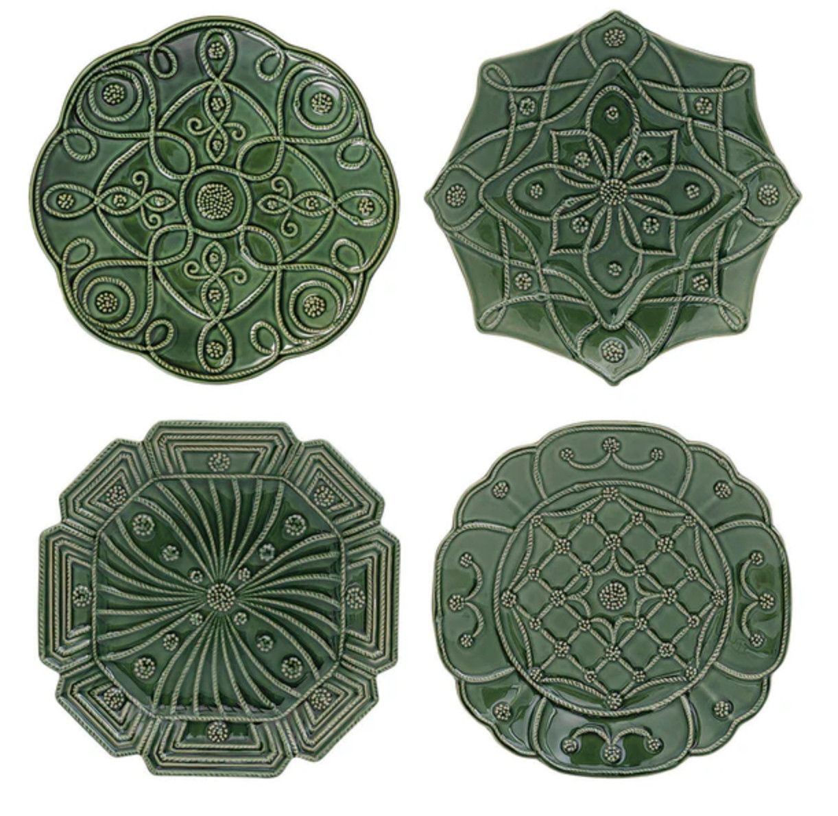 Jardins du Monde Dessert/Salad Plate Assorted Set/4 BASIL