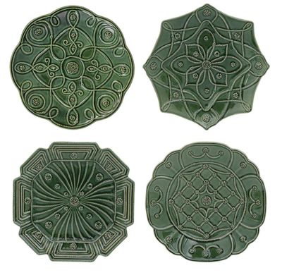 Jardins du Monde Dessert/Salad Plate Assorted Set/4 BASIL