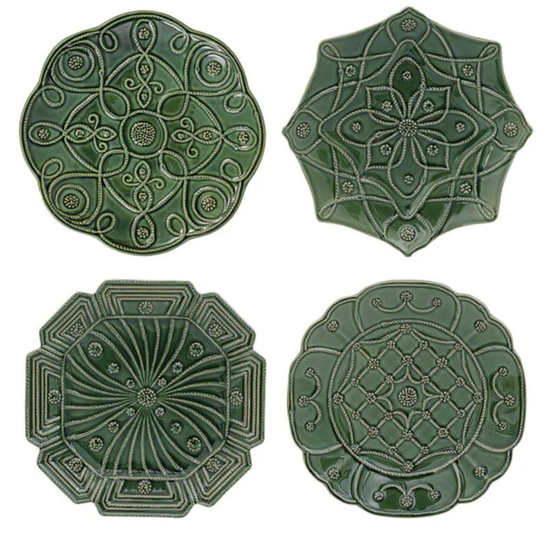 Jardins du Monde Dessert/Salad Plate Assorted Set/4 BASIL