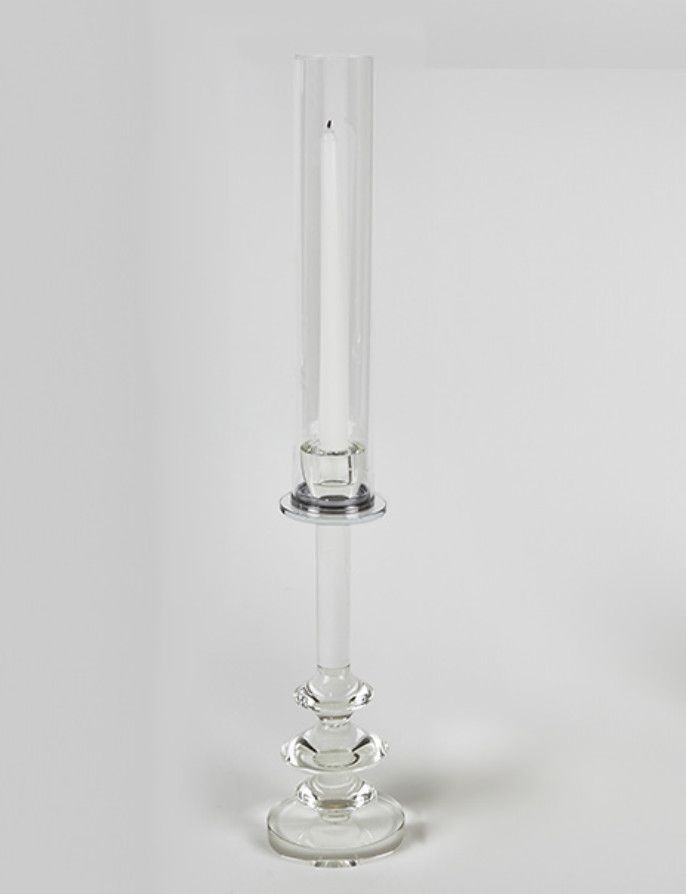 Crystal Glass Candle Holder with Shade | Medium