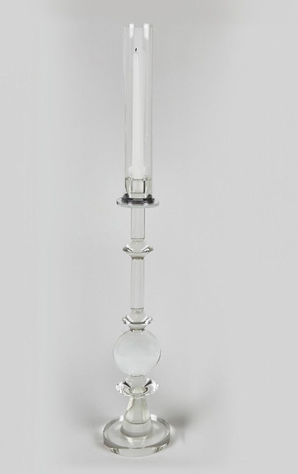 Crystal Glass Candle Holder &quot;Ball&quot; w/Shade | Large