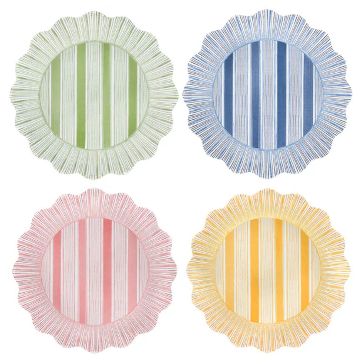 Cabana Stripe Melamine Dinner Plate Assorted Set/4 Multi