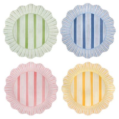 Cabana Stripe Melamine Dinner Plate Assorted Set/4 Multi