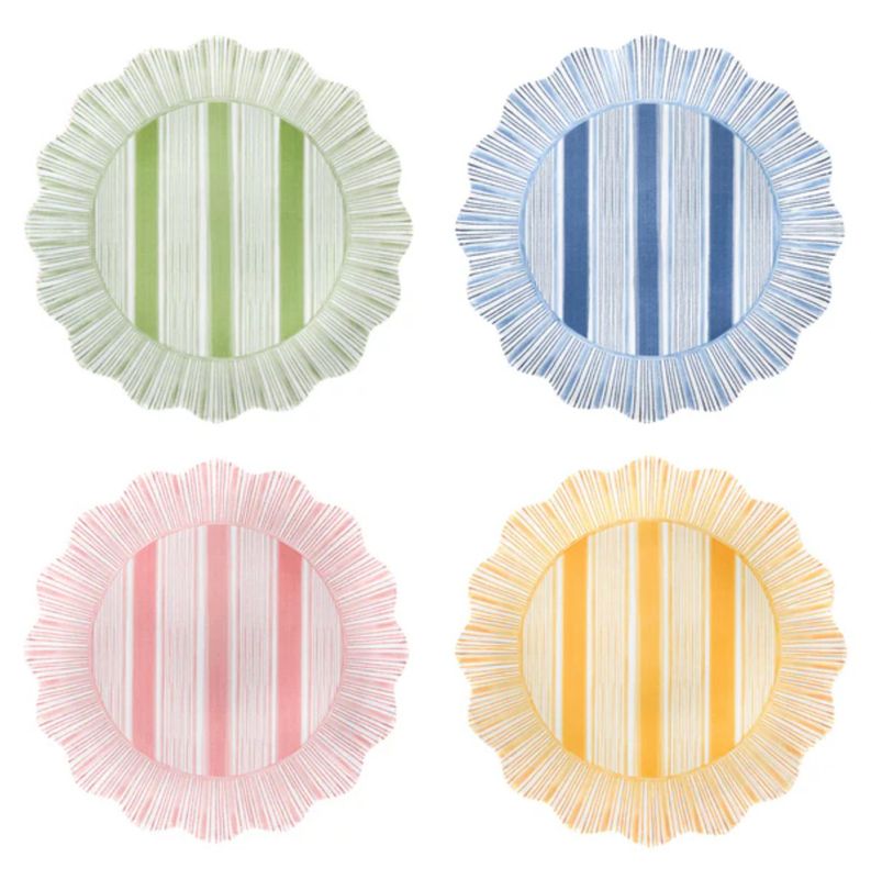 Cabana Stripe Melamine Dessert/Salad Plate Set/4 Multi