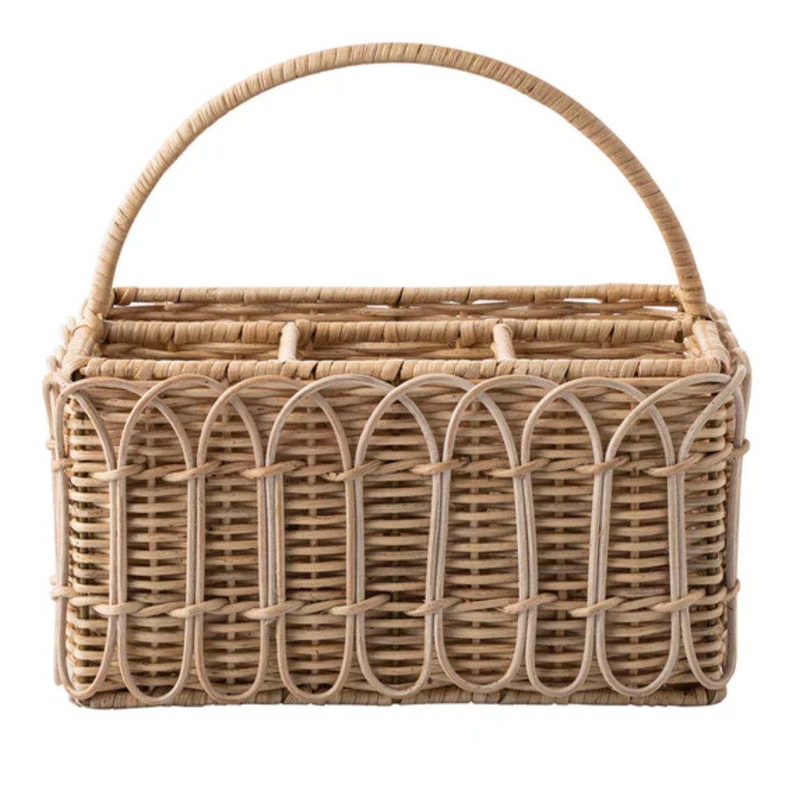 Provence Rattan Silverware Caddy | Whitewash