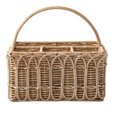 Provence Rattan Silverware Caddy | Whitewash