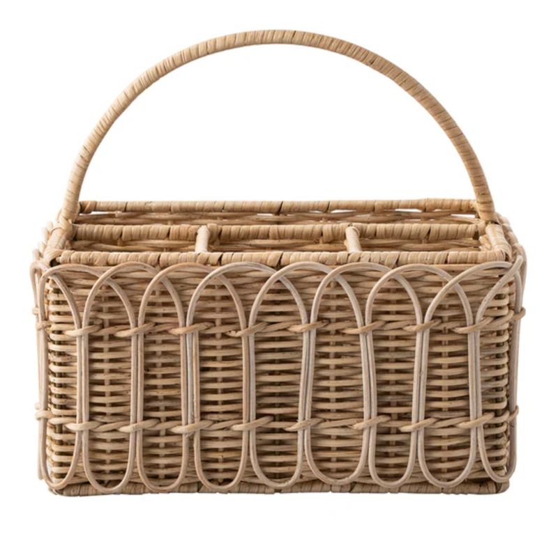 Provence Rattan Silverware Caddy | Whitewash