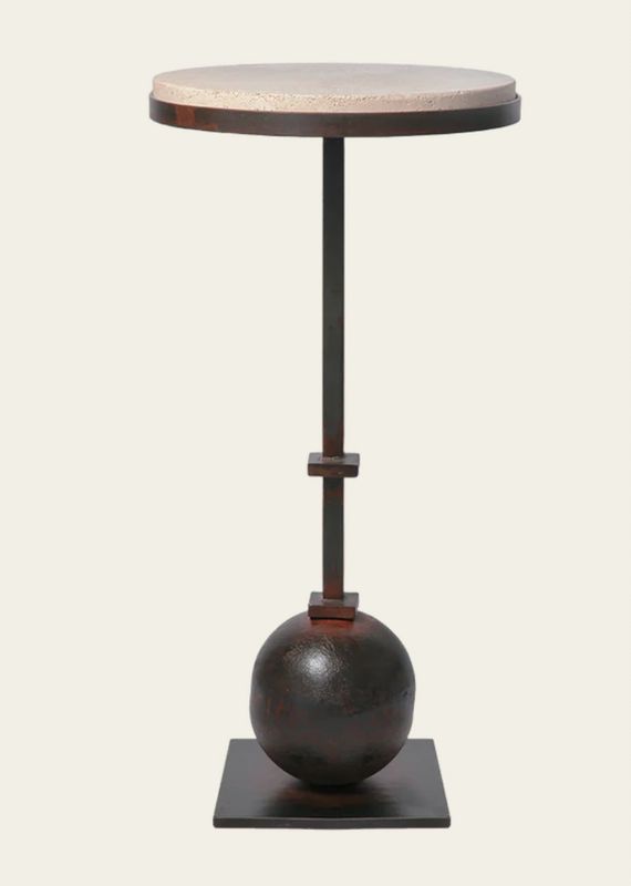 Torrean Stone Circle Table with Forged Ballin Stand