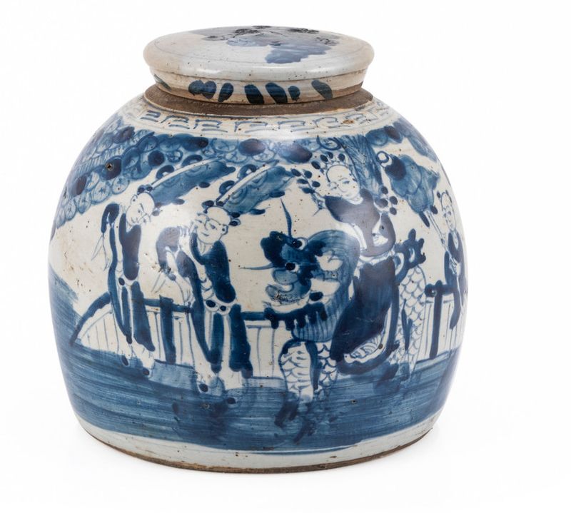 Vintage Ming Jar Enchanted Children Motif | Large