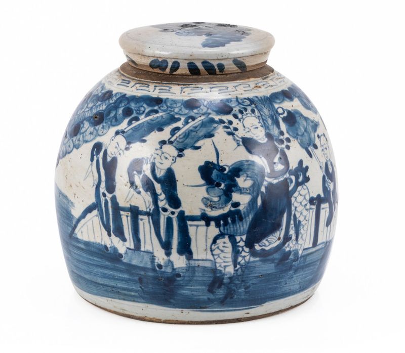 Vintage Ming Jar Enchanted Children Motif | Small