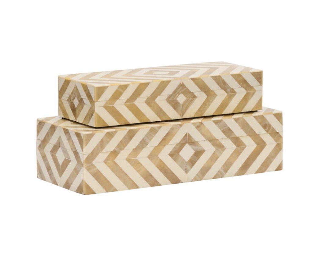 Chevron Bone Inlay Boxes | Set of 2