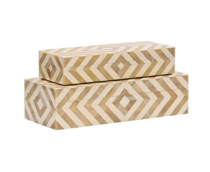 Chevron Bone Inlay Boxes | Set of 2