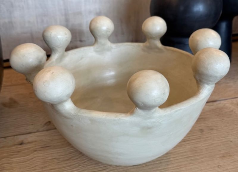 Ounagha Tadelakt Eggshell Bowl with Balls