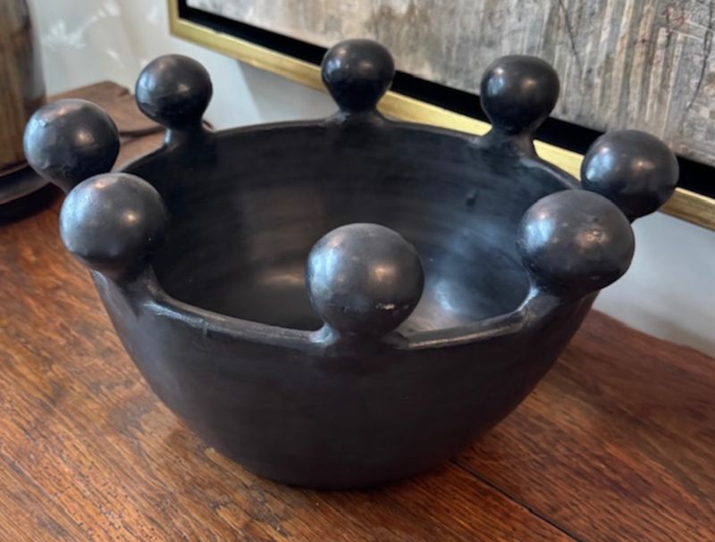 Ounagha Tadelakt Black Bowl with Balls  | Morocco