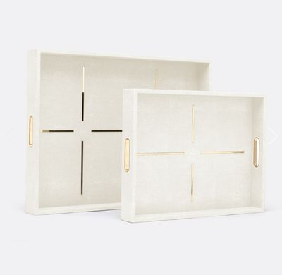 Daina Snow Faux Shagreen Tray | Large