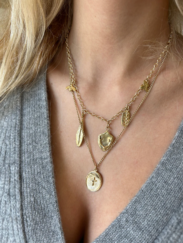 Cross Disc Necklace | Gold Filled Satellite Chain