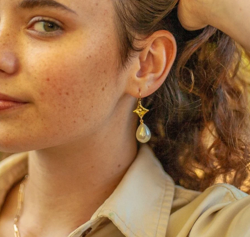 Celeste Pearl Drop Earrings w/ Gold Filled Wires