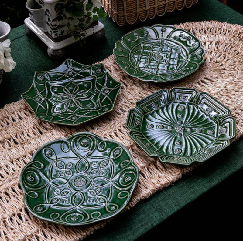 Jardins du Monde Dessert/Salad Plate Assorted Set/4 BASIL