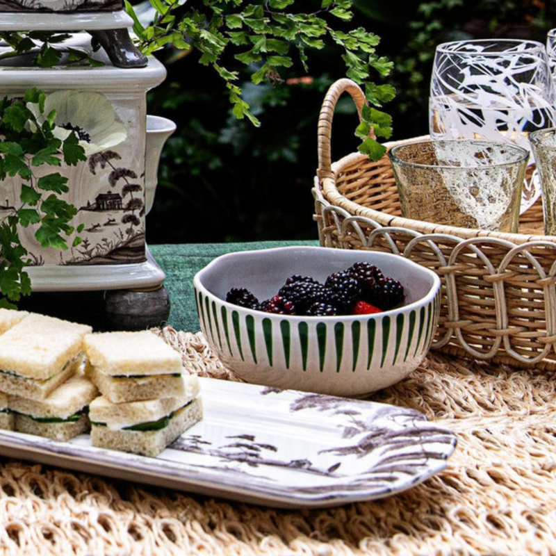 Sitio Stripe Cereal/Ice Cream Bowl | Basil