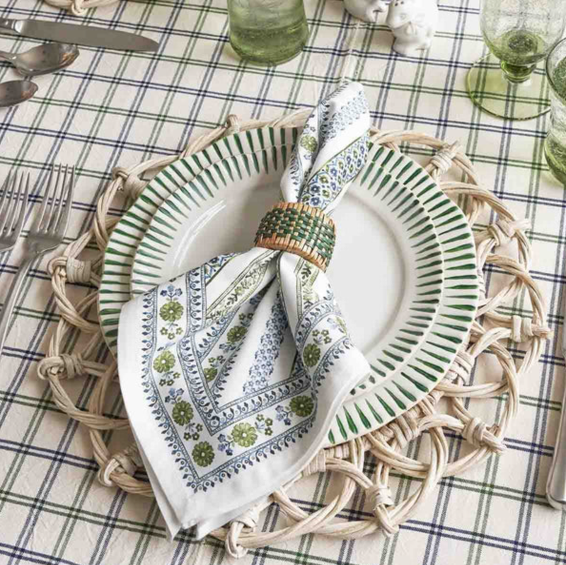 Sitio Stripe Dessert/Salad Plate - Basil