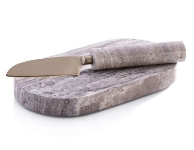 Travertine Marble Cutting Board w/ Knife