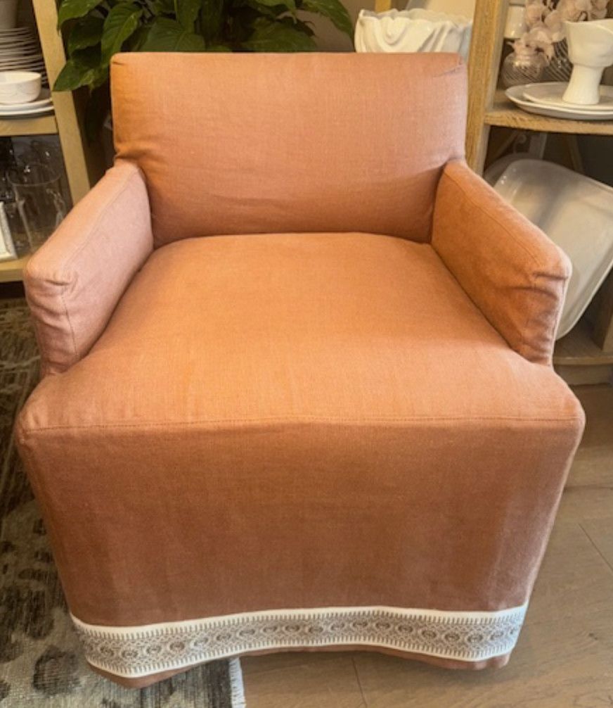 Palmer Clay Dining Chair with Casters &amp; Eyelash Fringe
