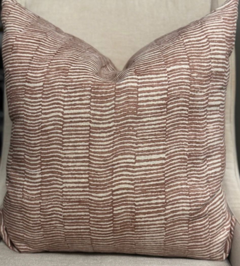 Woodcut Burnt Orange Pillow | 22x22