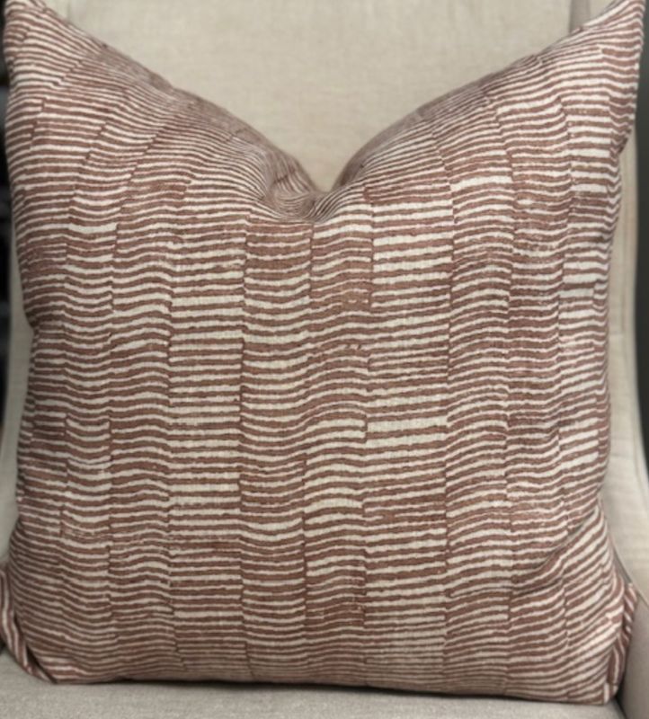Woodcut Burnt Orange Pillow | 22x22