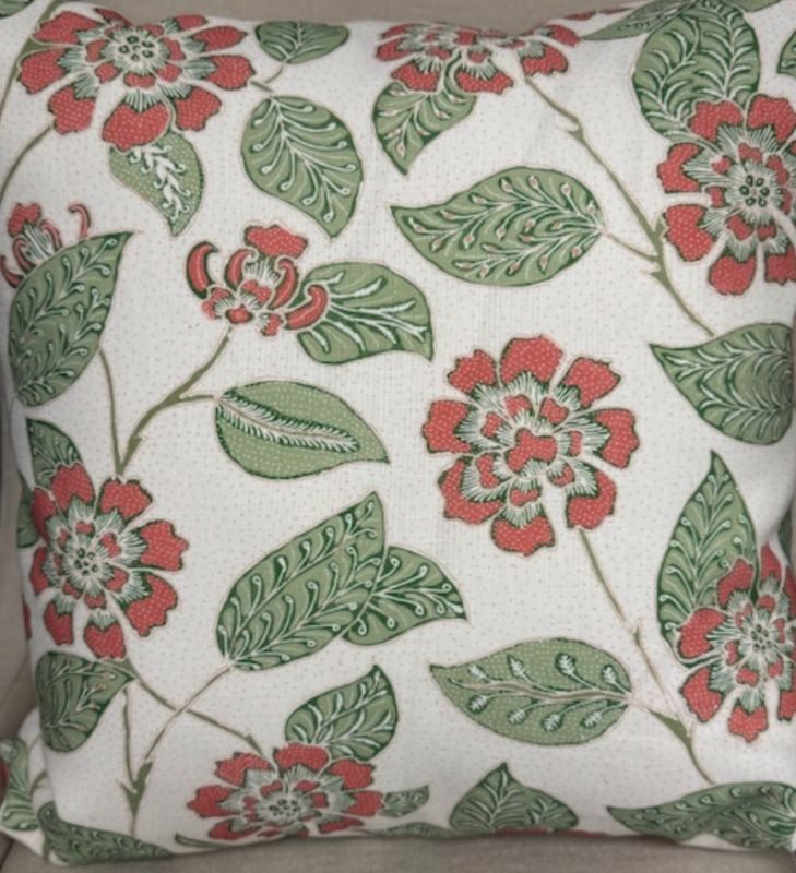 Kava Cay Pink &amp; Green Fabric Pillow | 22x22