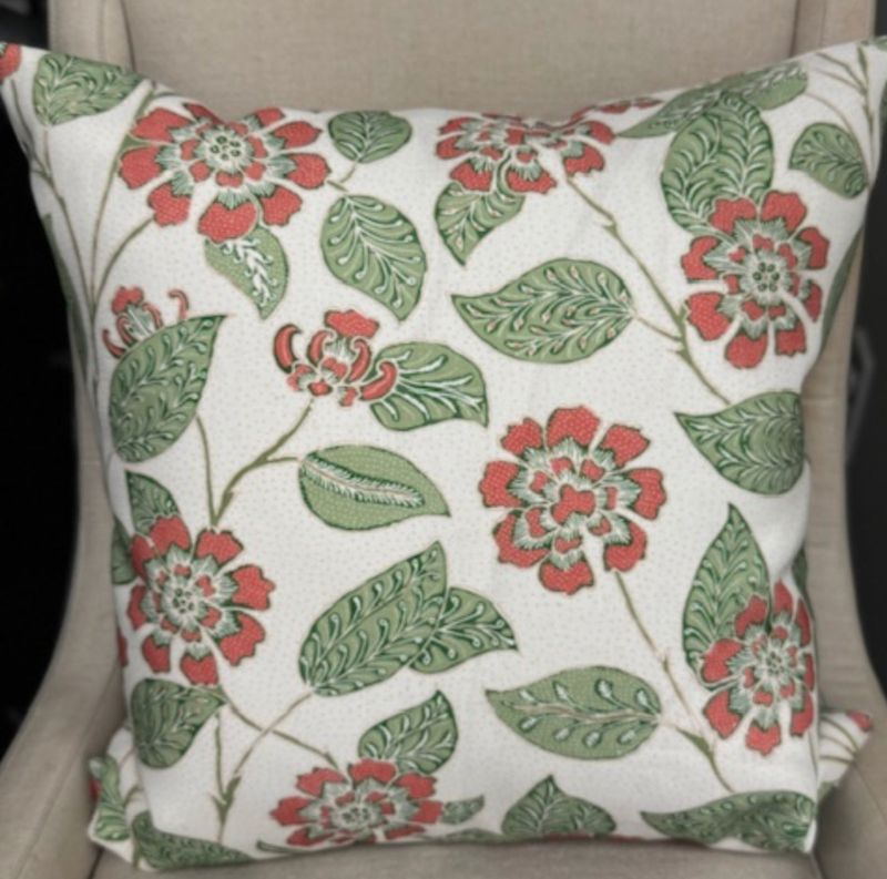 Kava Cay Pink &amp; Green Fabric Pillow | 22x22