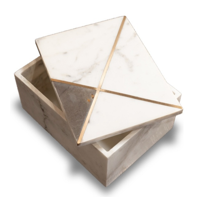 Olivia White Marble Box with Gold Accents