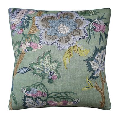 Indienne Jacobean Green Pillow | 22x22