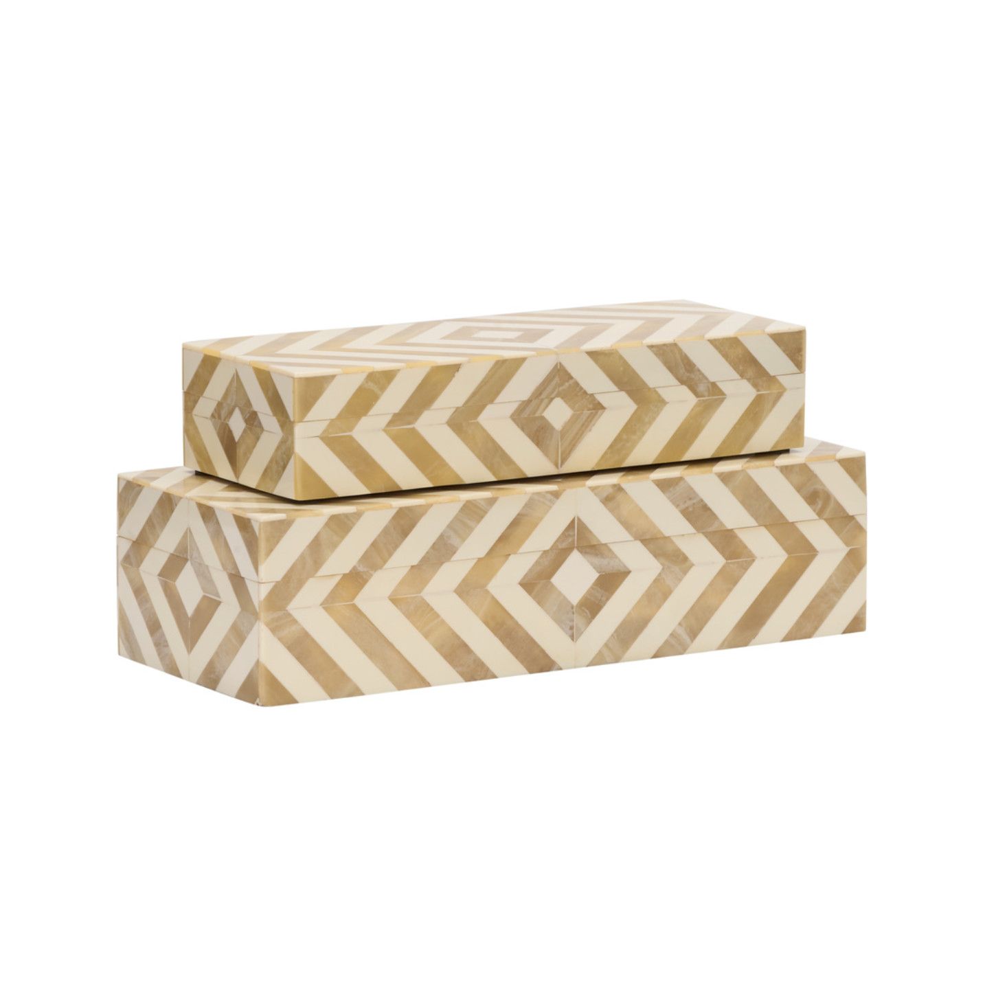 Ivory Chevron Bone Inlay Box | Large
