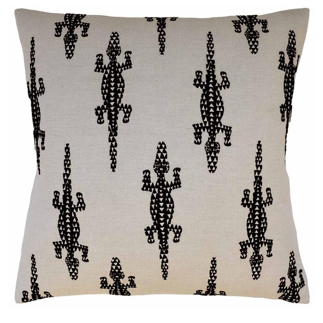 Baracoa Embroidery Black Pillow | 22x22