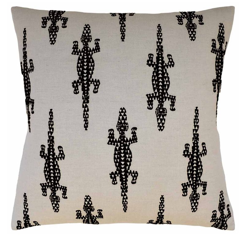 Baracoa Embroidery Black Pillow | 22x22