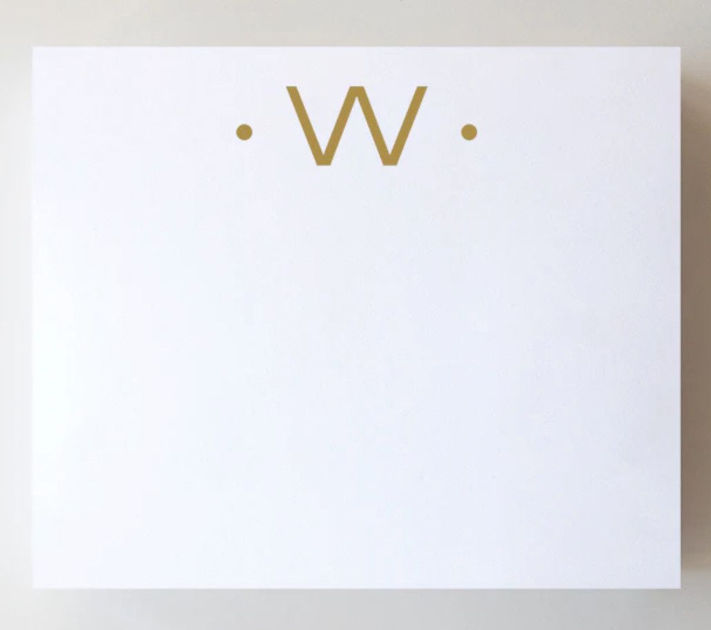 Gold Foil Large Initial Notepad | W