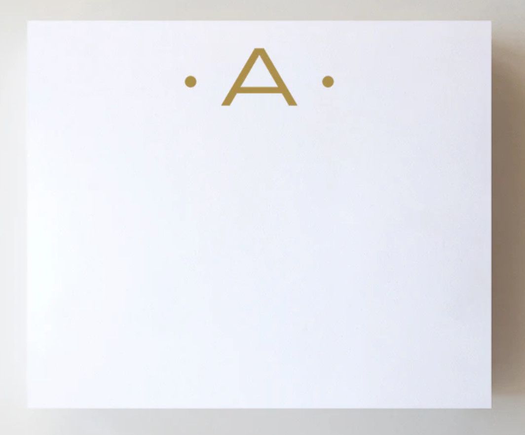Gold Foil Large Initial Notepad | A