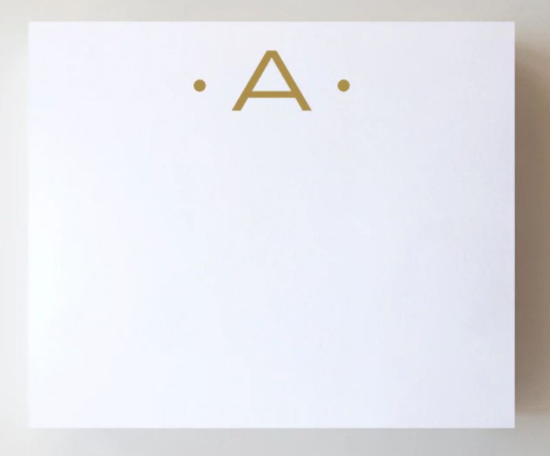 Gold Foil Large Initial Notepad | A