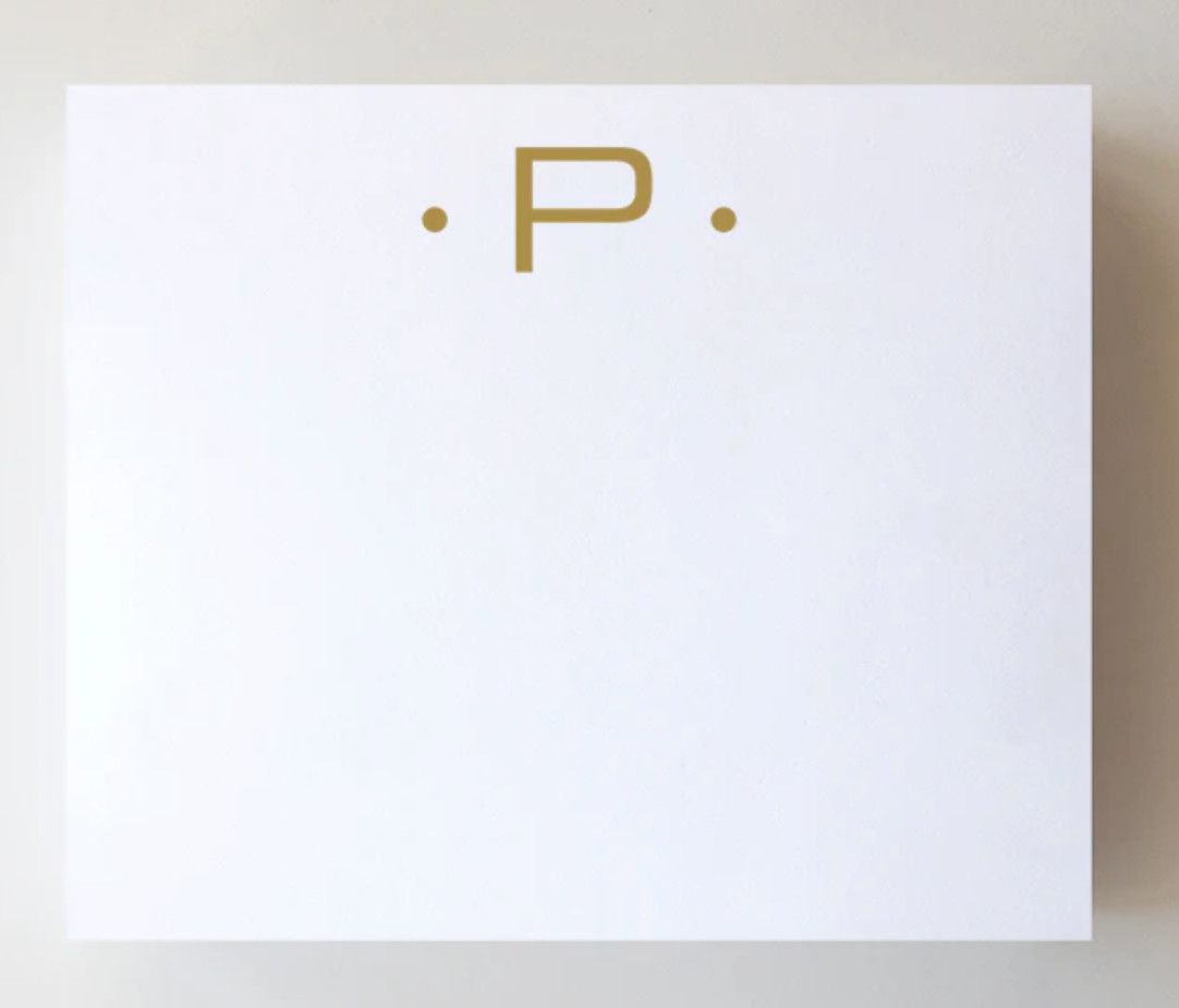 Gold Foil Large Initial Notepad |  P