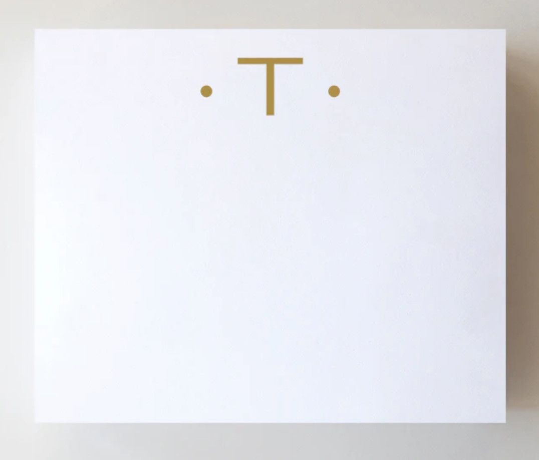 Gold Foil Large Initial Notepad | T