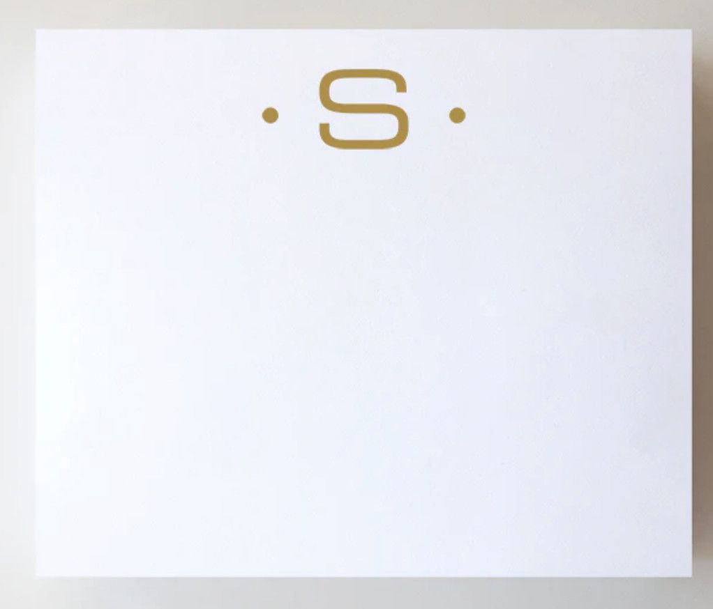 Gold Foil Large Initial Notepad | S