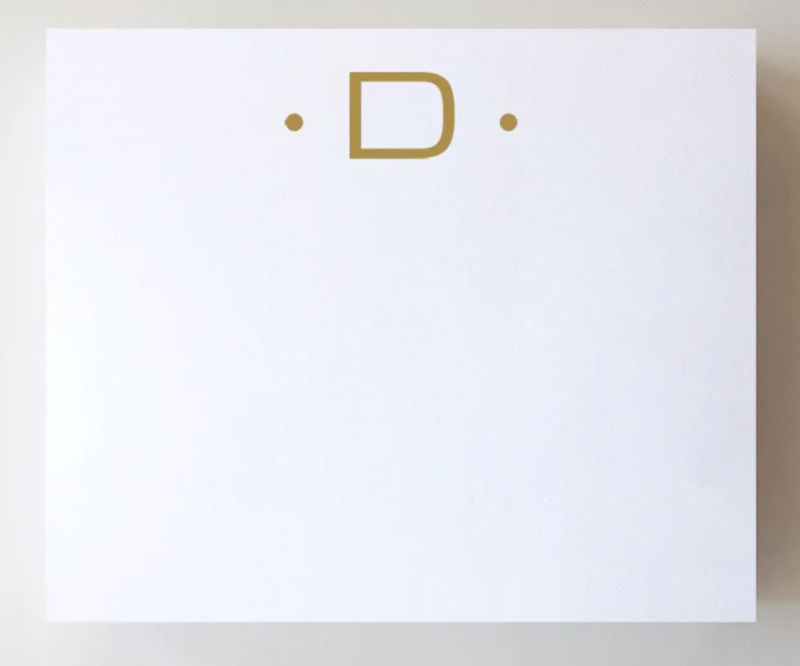Gold Foil Large Initial Notepad | D